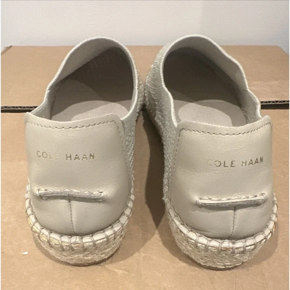 Cole Haan Wmn Size 10B Cloudfeel Stitchlite Espadrille Shoes Beige Jute Metallic